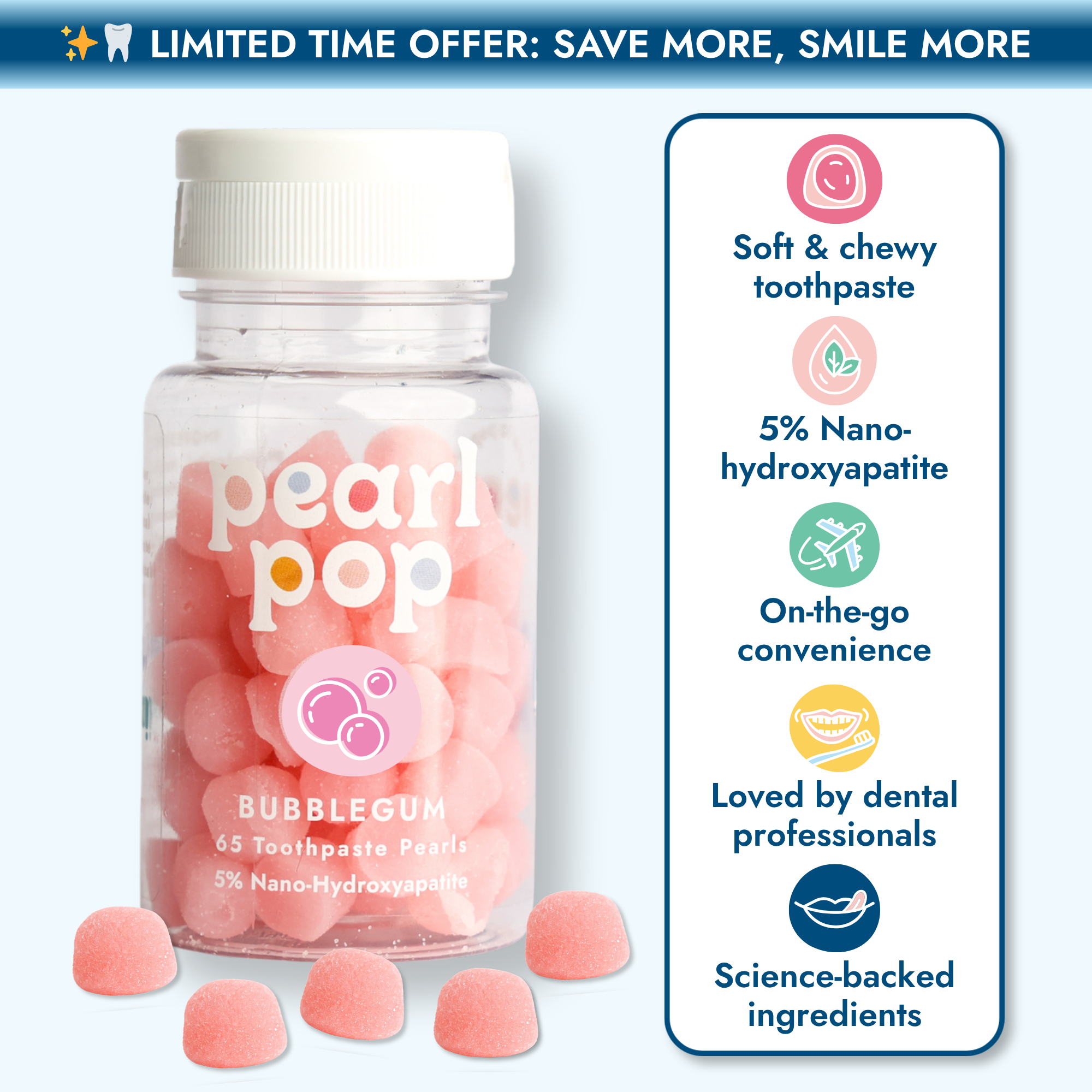 Bubblegum Toothpaste Pearls - Gummy Toothpaste | Pearl Pop